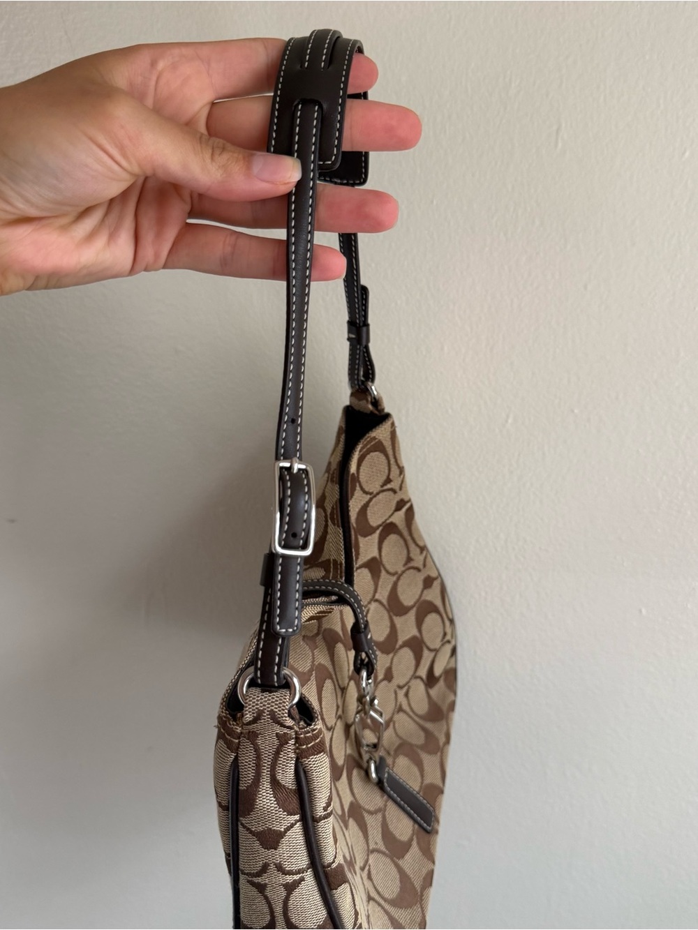 Coach Hamilton Brown Signature Monogram Shoulder Bag - Picture 6 of 9